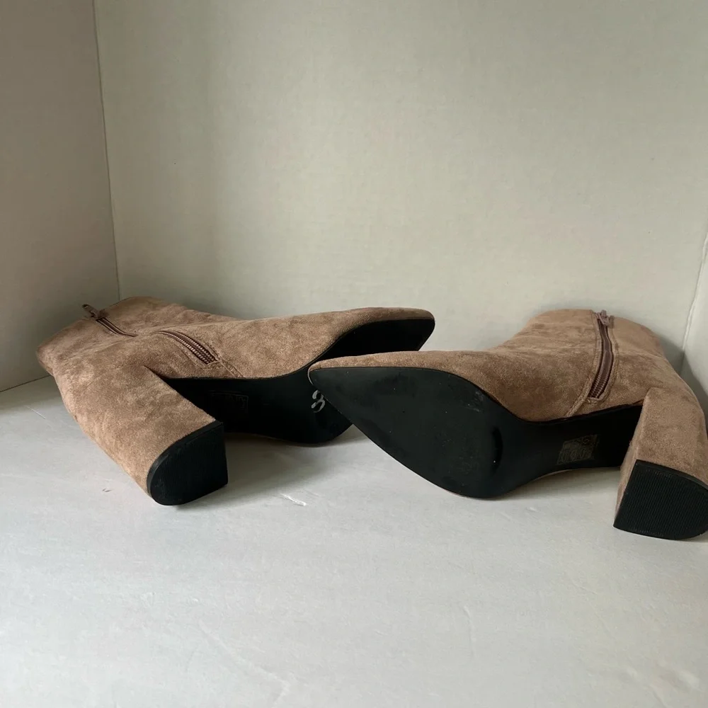 Fashion Nova Tan Suede Ankle Booties